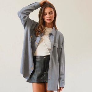 Hippie Rose Blue Button-Up Jacket